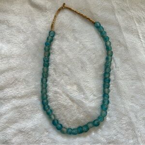 African Recycled Glass Turquoise Bead Necklace